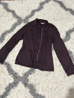 XCVI Wearables Made in USA-Women’s Dark Plum Zip Jacket- Size Small